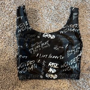 ABS2B Cute Black Graphic Sports Bra